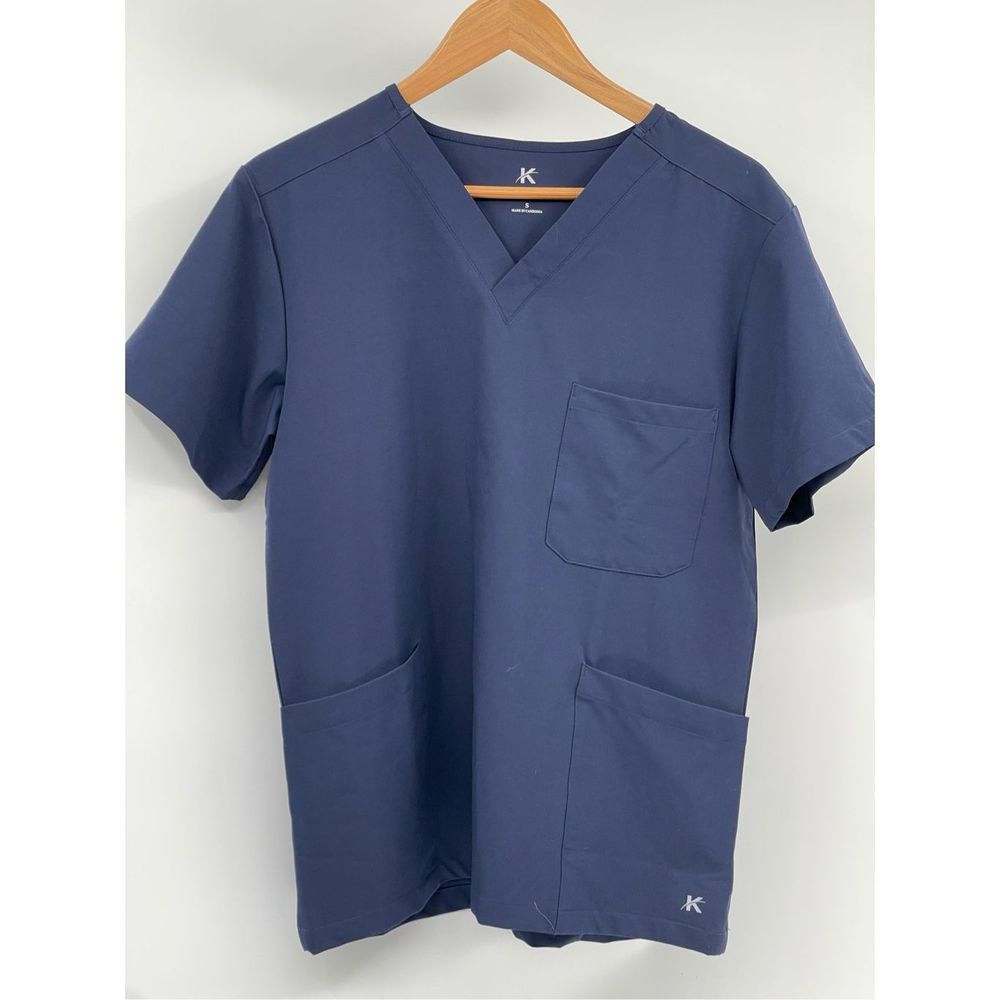 Kalea Scrub Top Uniform Women Size Small Navy Blue Short Sleeve‎ V Neck Pockets